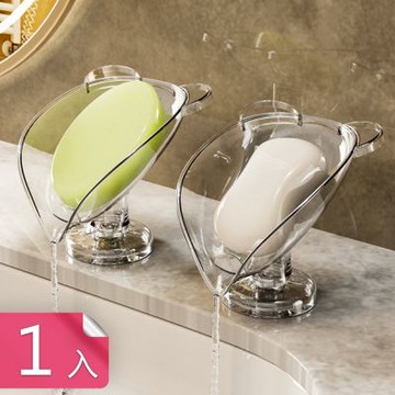 【荷生活】吸盤式傾斜瀝水小熊造型肥皂盒 檯面吸附不積水免釘瀝水香皂盒-1入組