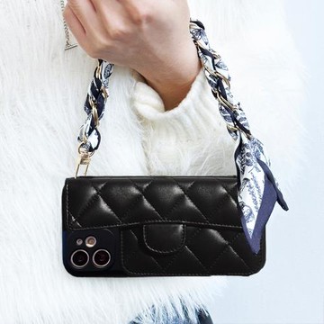 適用三星A42手機殼A34小香風A32插卡套A30S手提絲巾GalaxyA35斜跨A20E男女A25小眾A21S皮質A23保護套門禁卡潮