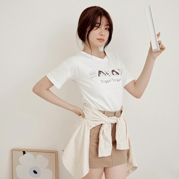 OB嚴選中大尺碼-台灣製造．高含棉手繪狗狗印花短袖T恤/上衣《AB10748》