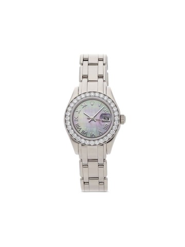 Rolex - 1990-1999 pre-owned Datejust 29mm - women - Diamond/18kt White Gold/Mother of Pearl - One Size - Black