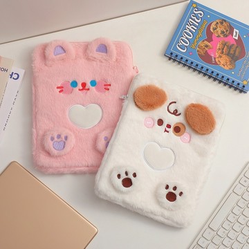 🐻台灣現貨 韓版可愛卡通狗狗毛絨平板收納包  平板電腦收納 ipad手拿包保護套 9.7吋 10吋 11吋平板包包