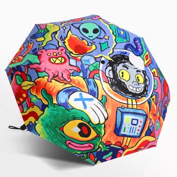 太陽傘女防曬防紫外線2021新款自動雨傘女晴雨兩用ins涂鴉創意潮