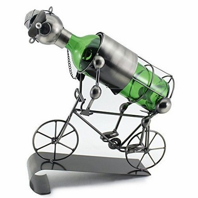 ワインボディzb711自転車ライダーメタルワインボトルホルダー、チャコール