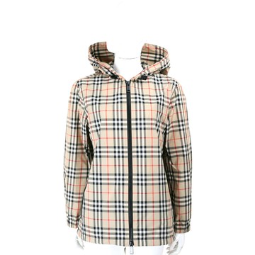 BURBERRY Vintage 格紋休閒版典藏米色抽繩連帽外套(女款)