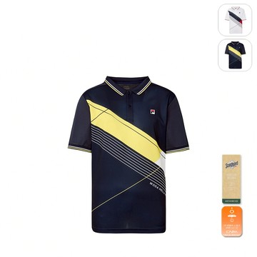 【FILA】男性 抗UV 吸濕排汗 短袖POLO衫-丈青 1POY-5002-NV