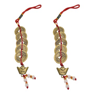 馥瑰馨盛 帝國元寶五帝錢掛件 2個套裝 總長約20CM  1組  金色