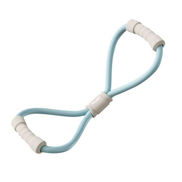 品健 拼色8字皮拉提斯帶 健身訓練多功能拉力繩/瑜伽拉力帶/彈力繩/拉力器  翠竹 藍色  1個  40 x 9 x 8mm