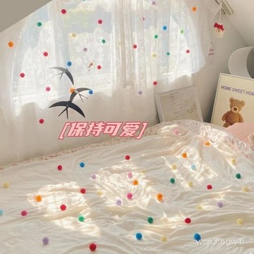 ✨臺灣有貨✨免運✨別針款可愛毛絨球窗簾紗白紗簾門簾點綴裝飾掛件卡通小裝飾品配件 K6TO