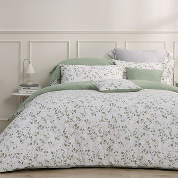 新品_東妮寢飾(單人/雙人/加大/特大)100%精梳棉兩用被床包組／碧影花蔓