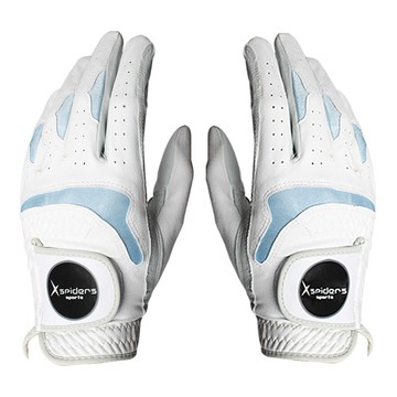 X-Spiders 男性用半羊皮雙手高爾夫手套  不適用  白色 + 淺藍色  1個