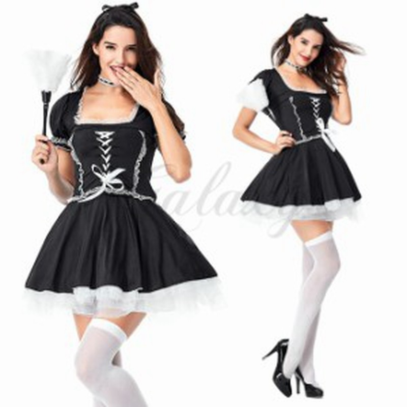ハロウィン 可愛い メイド服 ウェイトレス ブラック ワンピース M L サイズ コスプレ衣装 Ps3611 通販 Lineポイント最大1 0 Get Lineショッピング