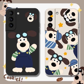 掌門狗適用三星s23手機殼s22+液態硅膠s22ultra情侶s21可愛s21+卡通新款s22保護殼s23+個性創意全包防摔軟套