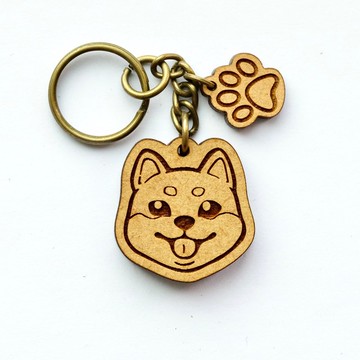 木製鑰匙圈-柴柴