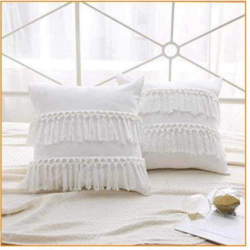 ピュアコットンタッセル寝具 ツインクイーンキング 2色 羽毛布団カバー枕カバー スローピローカバー 18 X18 Cushi 通販 Lineポイント最大0 5 Get Lineショッピング