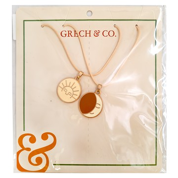 Grech&Co 項鍊2件組 太陽 + 月亮 14K合金  太陽 + 月亮 金色 + 紅色  48cm
