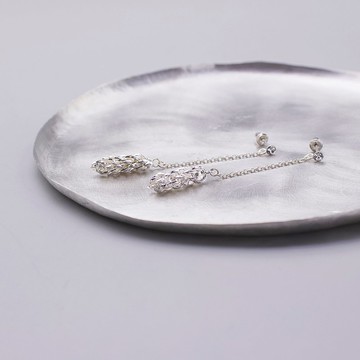 南洋杉 垂墜鑽石純銀耳環