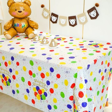 彩色點點桌布 生日 拋棄式塑膠桌布 派對 塑膠桌布 氣球桌布 生日佈置