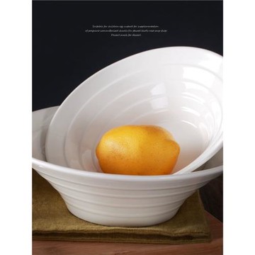 純白陶瓷甜品碗沙拉碗 吃面碗陶瓷拉面碗水煮魚麻辣燙雙線喇叭碗