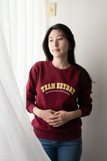 TEAM HEYDAY人寵親子裝系列 人類版 長袖款 酒紅色薑黃字