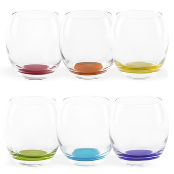 《EXCELSA》彩底圓肚玻璃杯6入-405ml-- 水杯 茶杯 咖啡杯