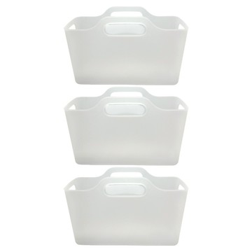 HIMARAYA 軟質手提把收納籃  霧透明色  3個  30 x 12.6 x 20cm