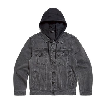 EDWIN｜男裝｜接帽黑牛仔外套