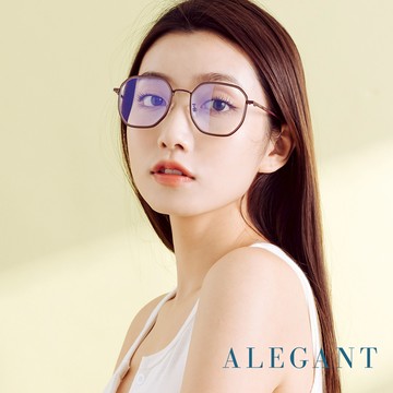 ALEGANT - 北歐極簡鹿角棕金屬鑲嵌輕量TR90光學框UV400濾藍光眼鏡