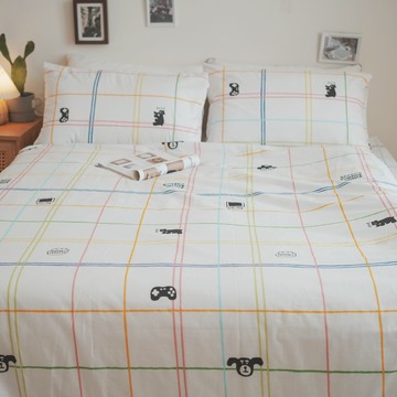 千彩格【100%精梳棉/40s】薄床包/兩用被 台灣製