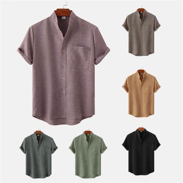 2023夏季新款歐美男士大碼短袖襯衫休閑寬松上衣潮Mens Shirts