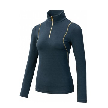 easymain 衣力美 女快乾保暖羊毛防臭長袖衫深黑藍se23072/登山/排汗/長t/露營/