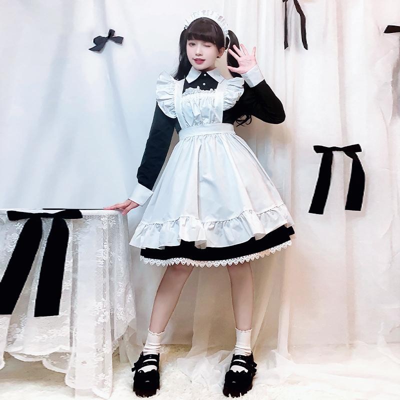 即納 高品質 メイド服 ワンピース 長袖 コスプレ ロリータ クラシカル メイドカフェ エプロン 豪華セット | LINEブランドカタログ