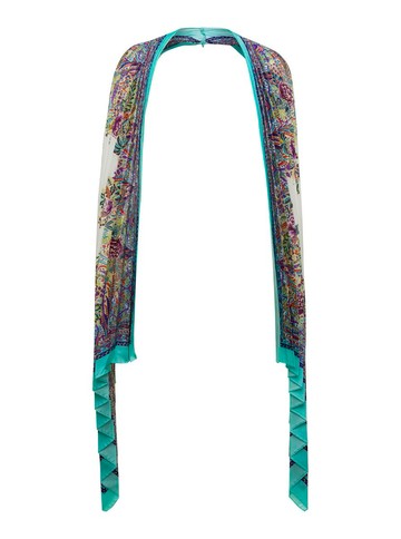 Light Blue Pleated Shawls In Silk Woman