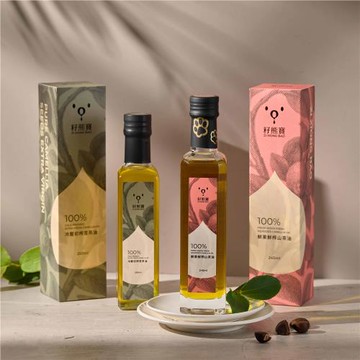 籽熊寶冷壓初榨苦茶油 250ml/瓶 *3入+鮮果鮮榨山茶油 245ml/瓶*3入（即可贈送【蓮心園X籽熊寶】公益聯名手工皂 隨機款式4個）
