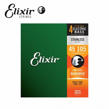Elixir 14677 Nanoweb 薄包覆 貝斯四弦套弦 45-105
