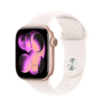 玫瑰金色鋁金屬錶殼搭配淡胭粉色運動錶帶 (S/M) Apple Watch Series 11 GPS 42mm