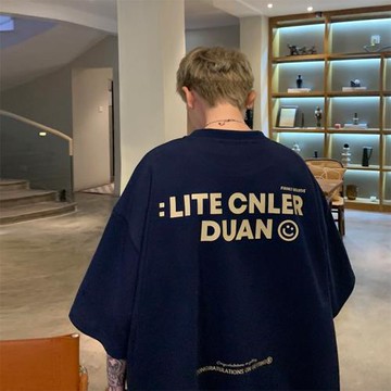 夏季短袖t恤男士美式復古重磅純棉高街潮牌寬松休閑半袖體恤上衣