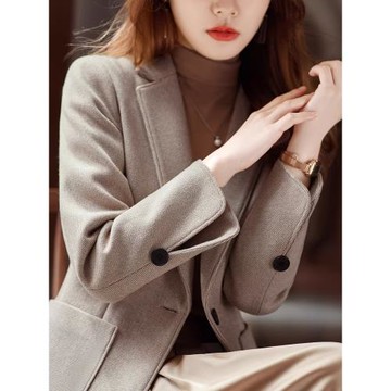 毛呢西裝外套女2026新款春秋短款小個子高級感氣質職業西服套裝春