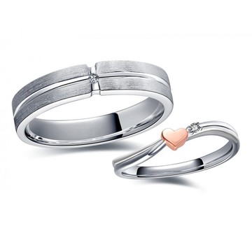 情侶對戒 鑽石K金白鋼戒 甜心寶貝 戒指