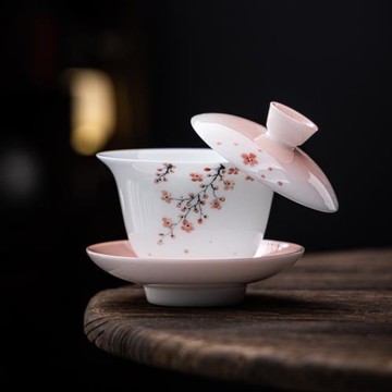 冰種手繪釉下彩三才蓋碗單個帶蓋家用中式泡茶器茶杯功夫茶具批發