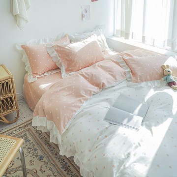 ins公主風花邊款單人學生宿舍三件套1.5m1.8米純棉全棉床上四件套