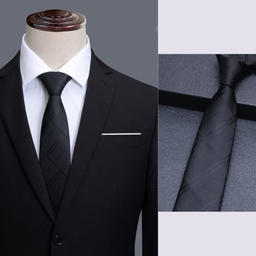 領帶8cm寬版領帶拉鍊領帶亂波(黑色).Fuulai