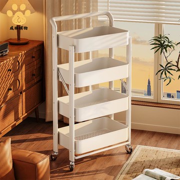 中古小推車客廳零食置物架落地移動書架多功能客廳家用多層收納柜ws7231