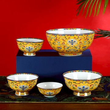 碗家用2021新款簡約輕奢餐具金色吃飯碗盤組合湯面碗陶瓷碗祝壽碗