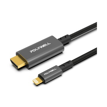POLYWELL Lightning轉HDMI 1080p 影音轉接線 /2米