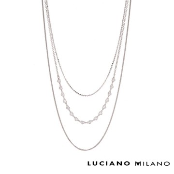 LUCIANO MILANO 心連心三層純銀項鍊(白K色/玫瑰金色)