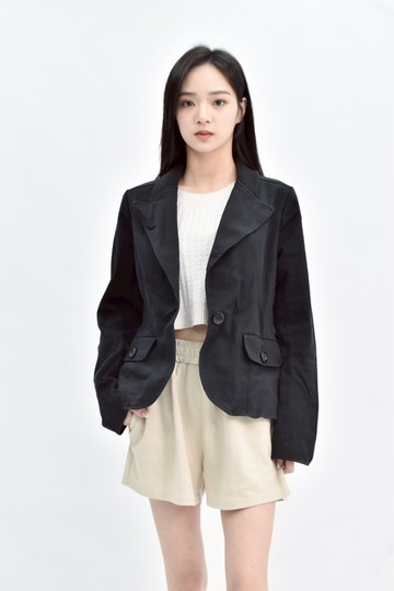 (S) pink 黑色棉質長袖外套