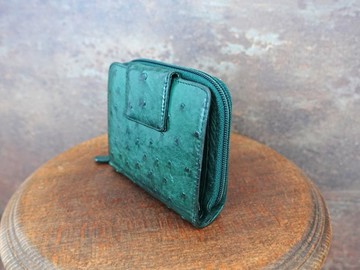 苔癬綠鴕鳥革中夾