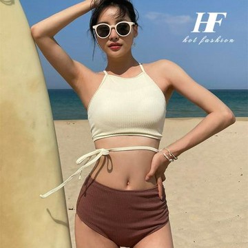 分體泳衣女款泡溫泉高級感性感吊帶綁帶小胸聚攏比基尼裝2026新款