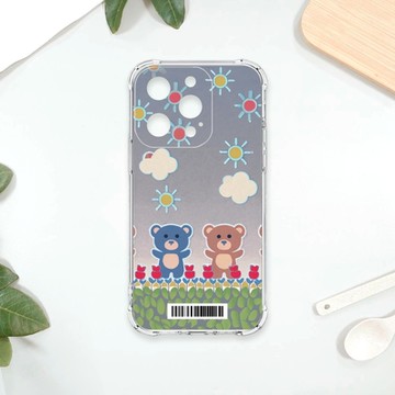 TRON IPhone 15 PRO 小熊與花系列 四角防摔載具殼 軟殼 手機殼