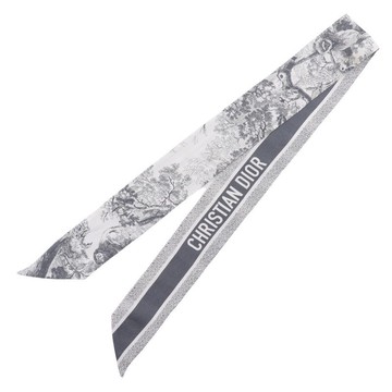 【日本直送】Christian Dior Dior Mitzah 絲巾 Toile de Jouy Sauvage 緞帶 15JOU106I602 絲綢 灰色 【二手】